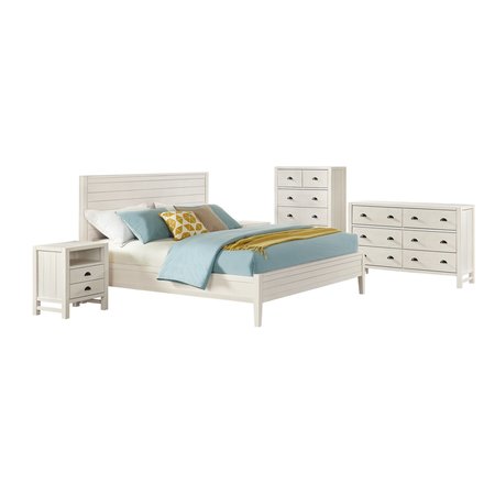 ALATERRE FURNITURE Arden 5-Pc Wood Bedroom Set w/King Bed, Two 2-Drwr Nightstands, 5-Drwr Chest, 6-Drwr Dresser, White ANAN011344031